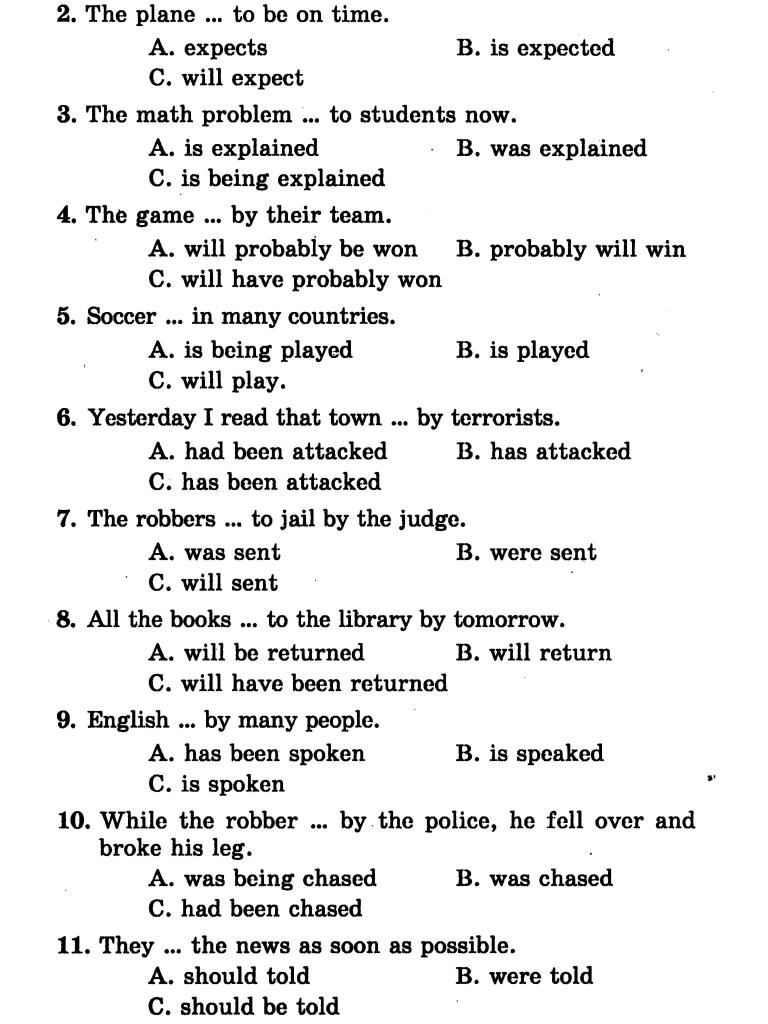 TEST 53. PASSIVE VOICE - ТЕСТЫ ПО ГРАММАТИКЕ АНГЛИЙСКОГО ЯЗЫКА - АНГЛИЙСКИЙ  ЯЗЫК - Каталог статей - Тинейджеры